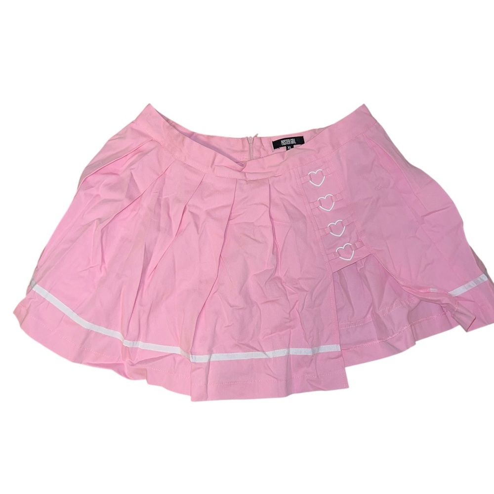 Pink Poster Girl Pleated Skirt with Heart Details